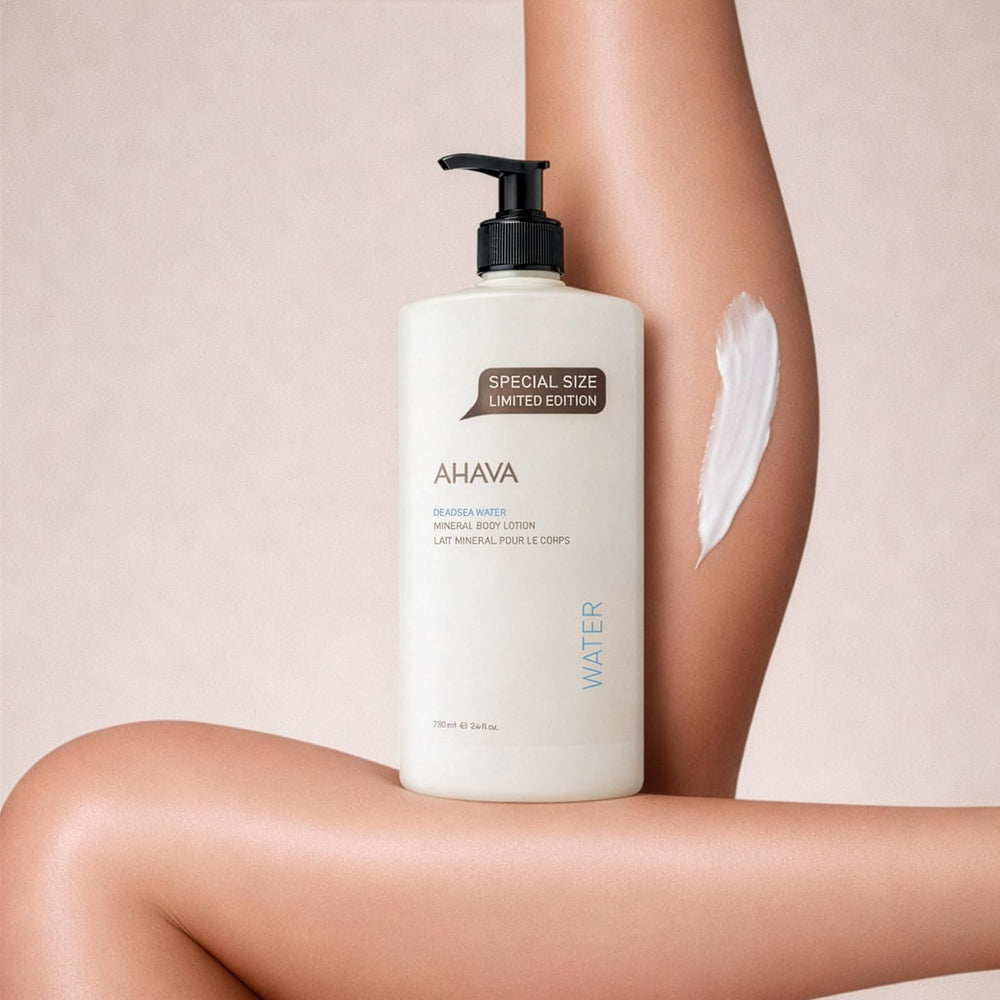 Ingredient list highlight Osmoter minerals and aloe in AHAVA lotion