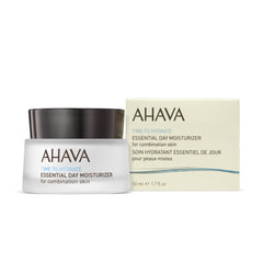 AHAVA Essential Day Moisturizer application on the face delivering a matte finish.