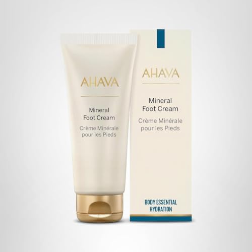 Morning and night AHAVA foot care routine on clean feet.