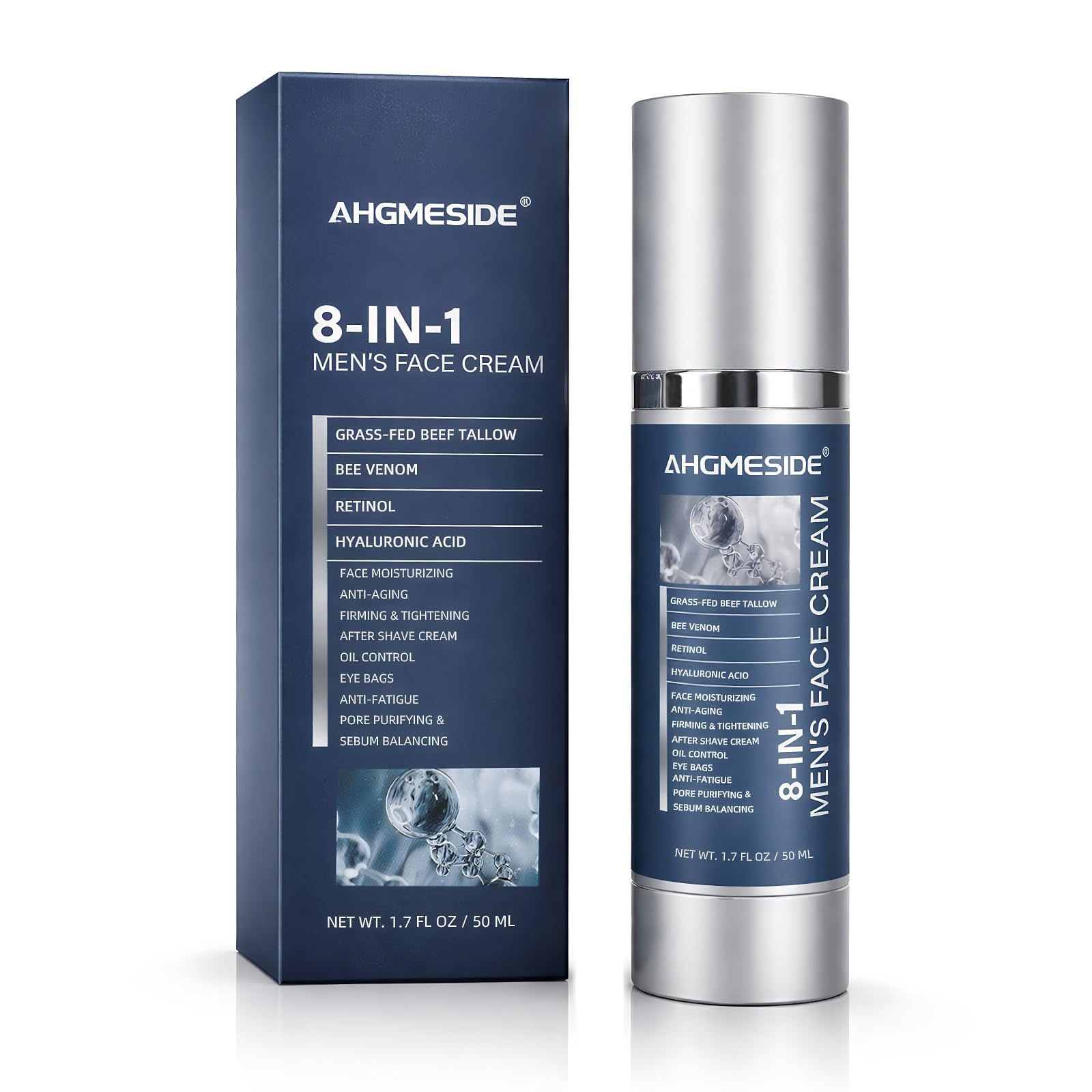 Ahgmeside crema para hombres, envase de 1.7 oz para cuidado diario.