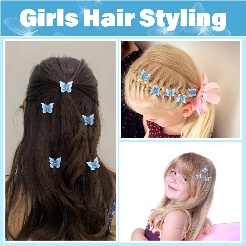 AHONEY glitter blue butterfly clip close-up showing durable construction.