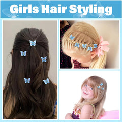 AHONEY glitter blue butterfly clip close-up showing durable construction.