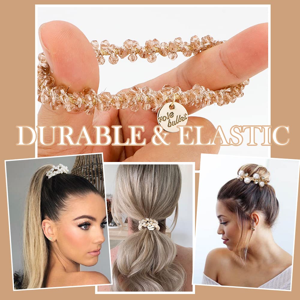 AHONEY coleta elástica con perlas y cristales, ideal para bodas y fiestas