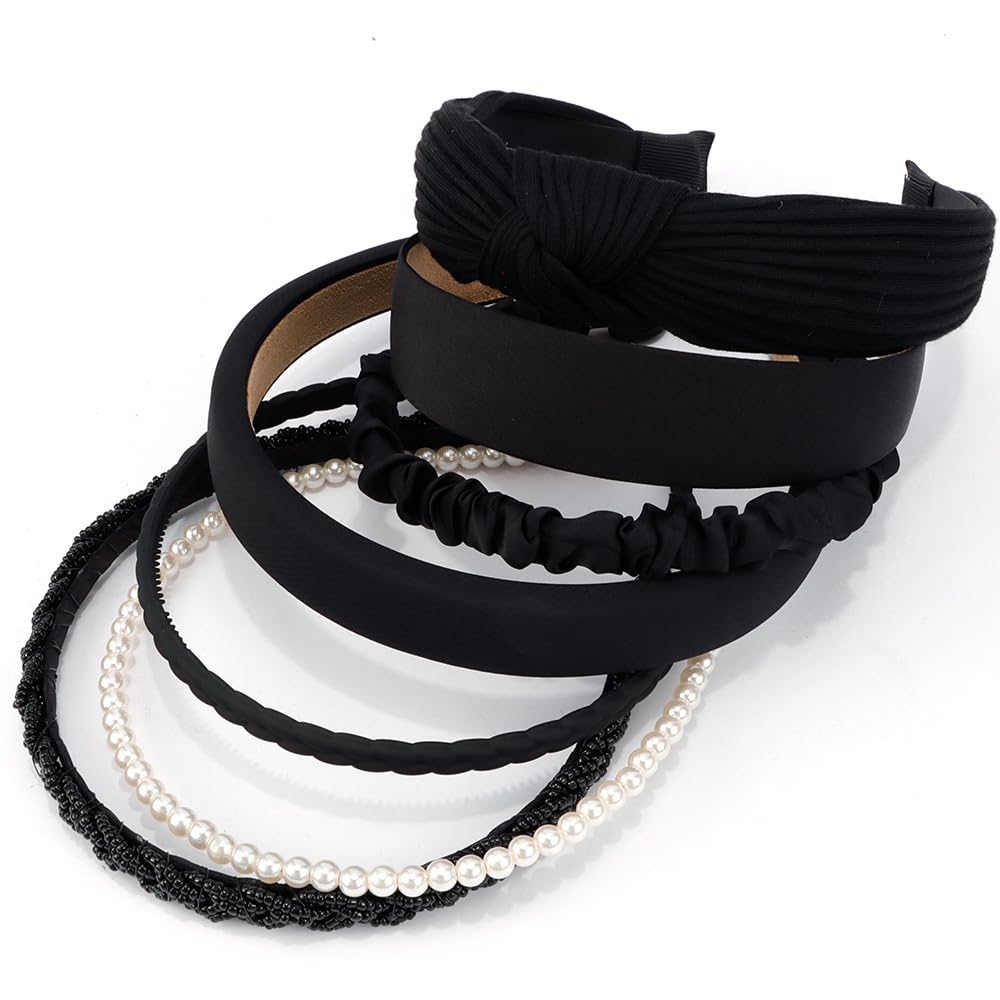 AHONEY diadema negra tipo pañuelo para estilos casuales.