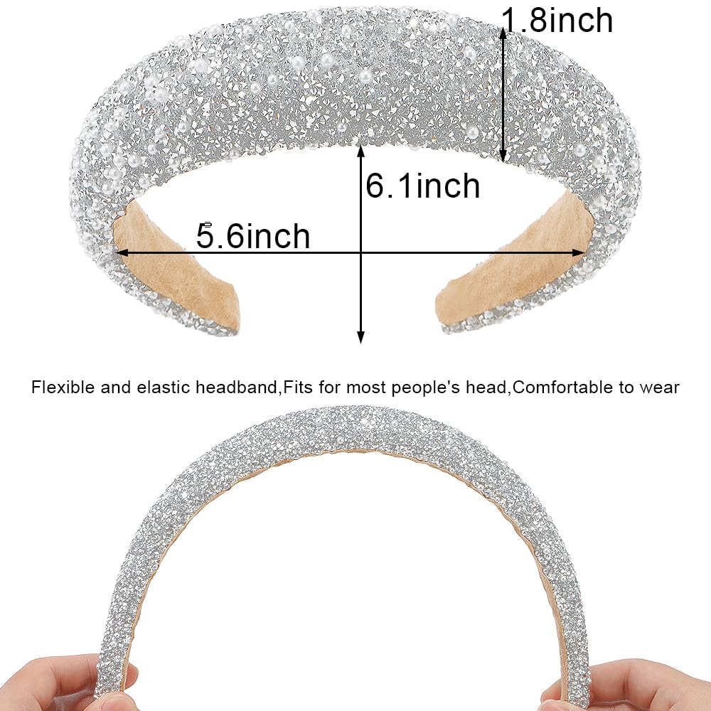 AHONEY diadema con perlas y lentejuelas para fiestas