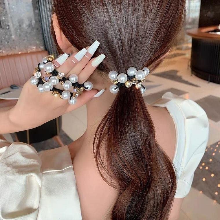 AHONEY peinado destacado con perla-cristal, ejemplo boho