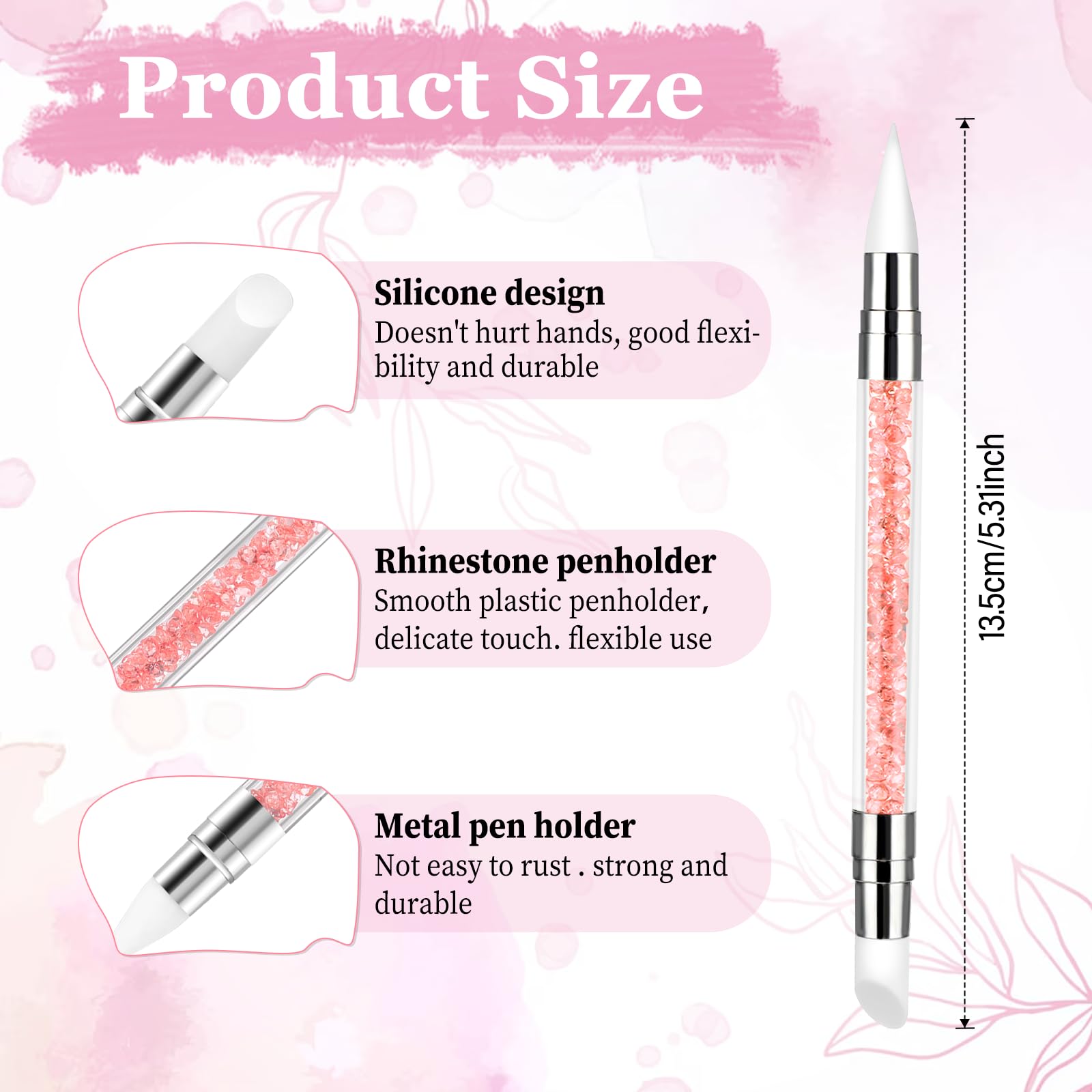 AHQiZFX silicone nail brush ends provide soft flexible control for outlining.
