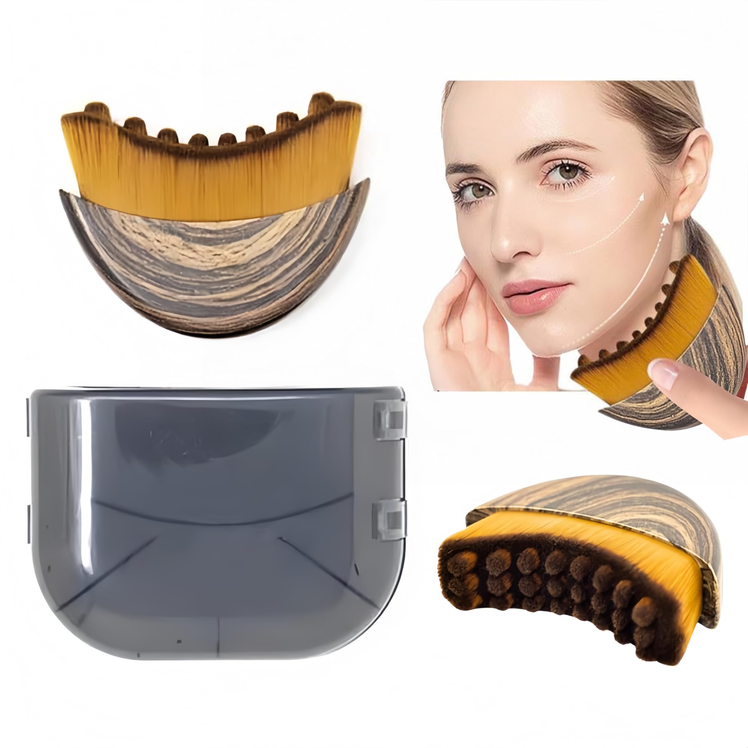AHQQT lymphatic contour face brush with ergonomic handle for precise facial contouring.