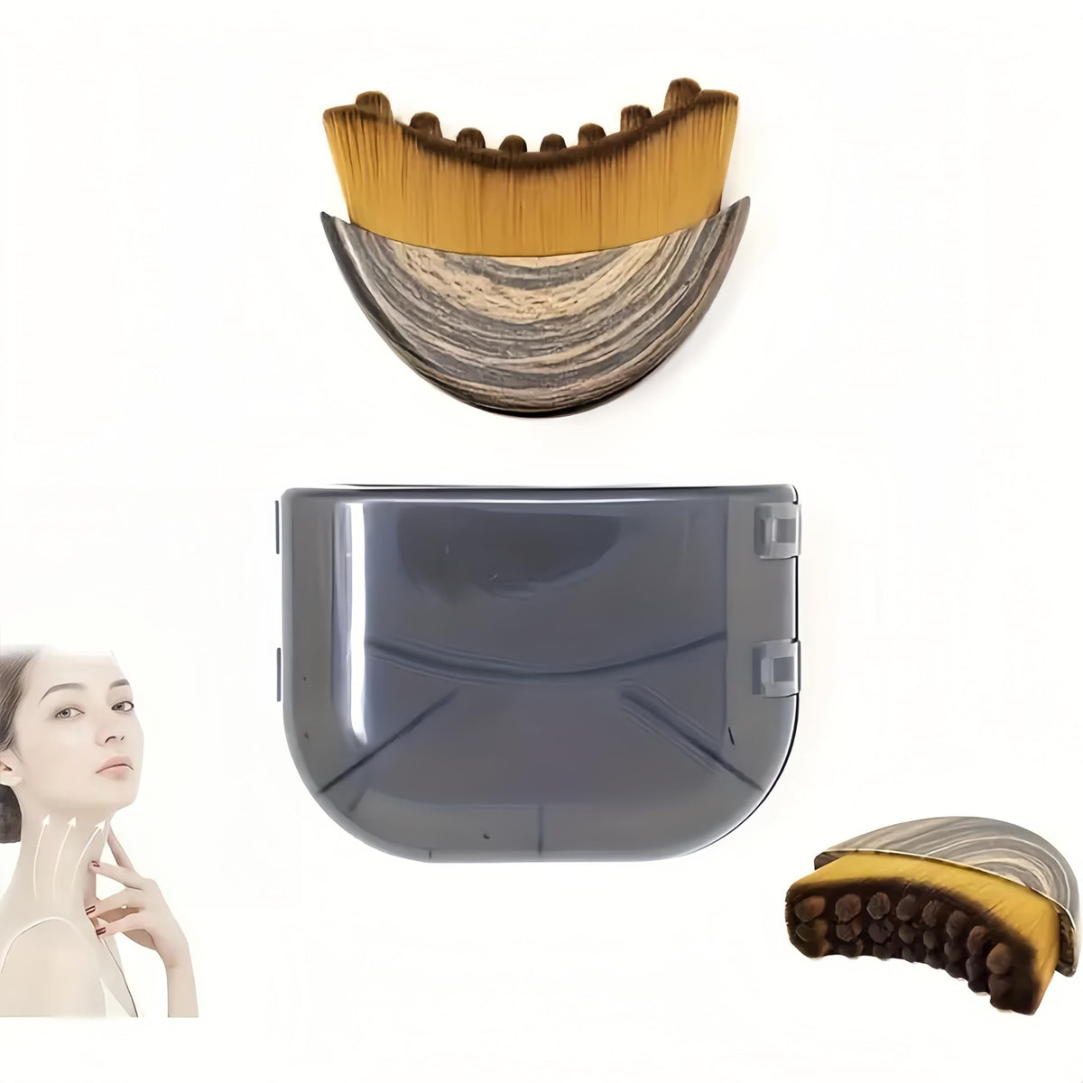 AHQQT lymphatic contour face brush with soft bristles for gentle cleansing and massage.