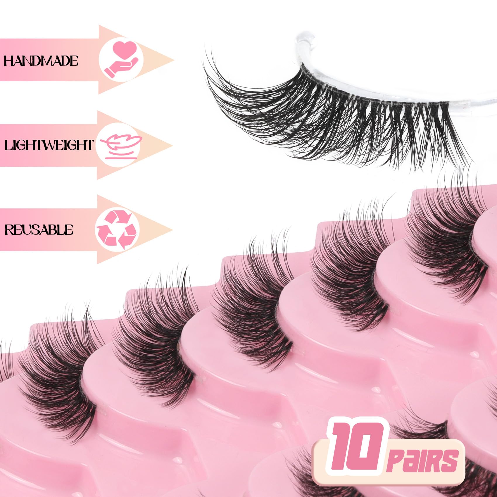 Ahrikiss Half Lashes 10mm fluffy texture close-up for voluminous cat-eye.