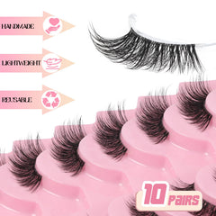 Ahrikiss Half Lashes 10mm fluffy texture close-up for voluminous cat-eye.