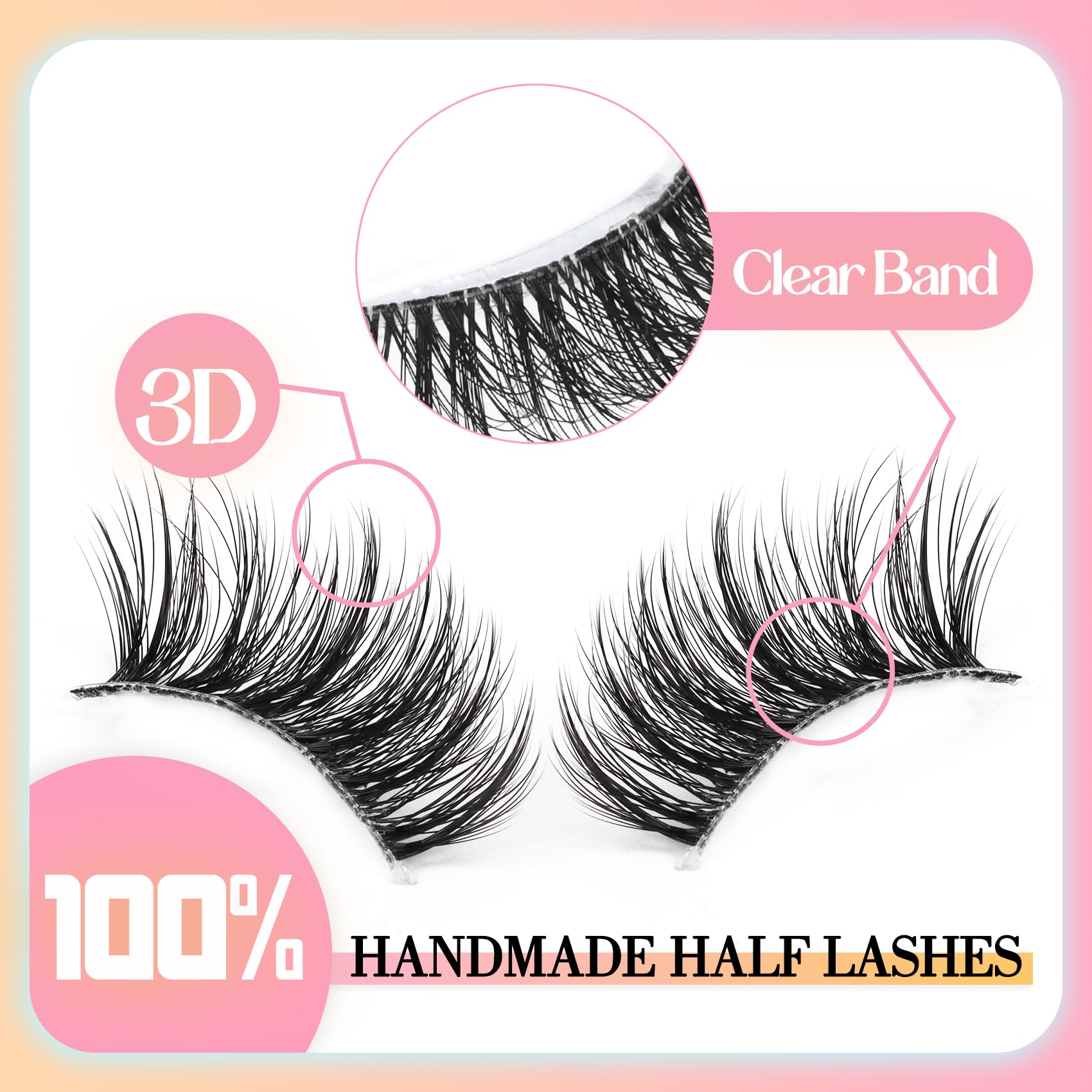 Ahrikiss Half Lashes double-stack use demonstration showing versatility for different looks.