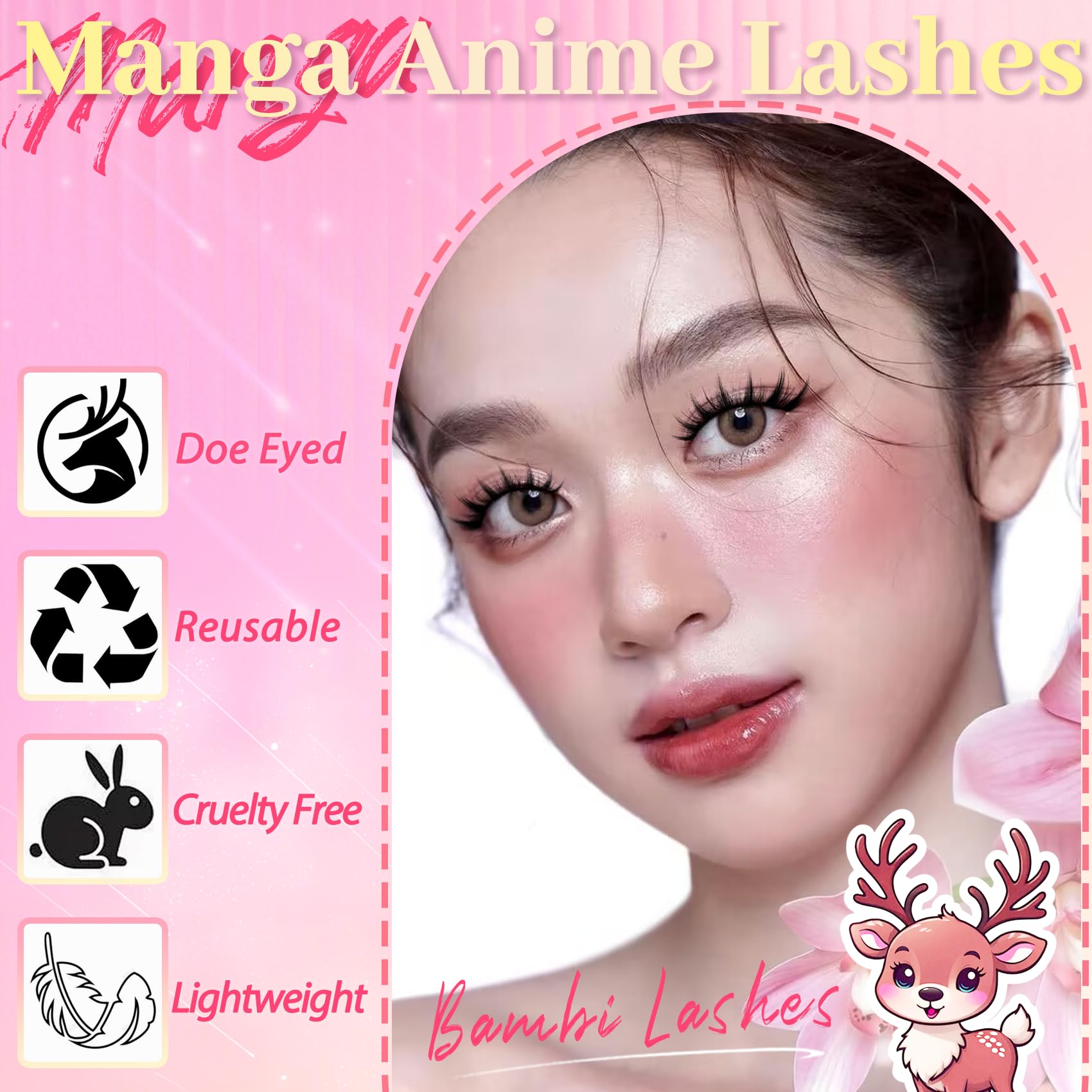 Ahrikiss Lashes manga spikes detail for bold daily looks.