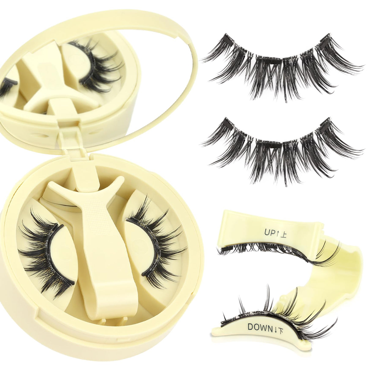 Ahrikiss magnetic eyelashes in kit with applicator for quick one-minute wear
