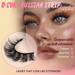 Ahrikiss Russian Strip Lashes D Curl fluffy pack close-up showing 3D volume