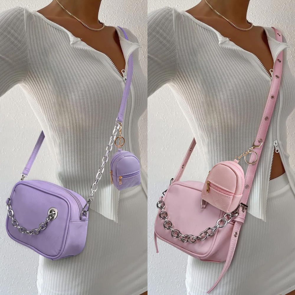 AIBFRID pink mini backpack keychain ideal for compact makeup storage.