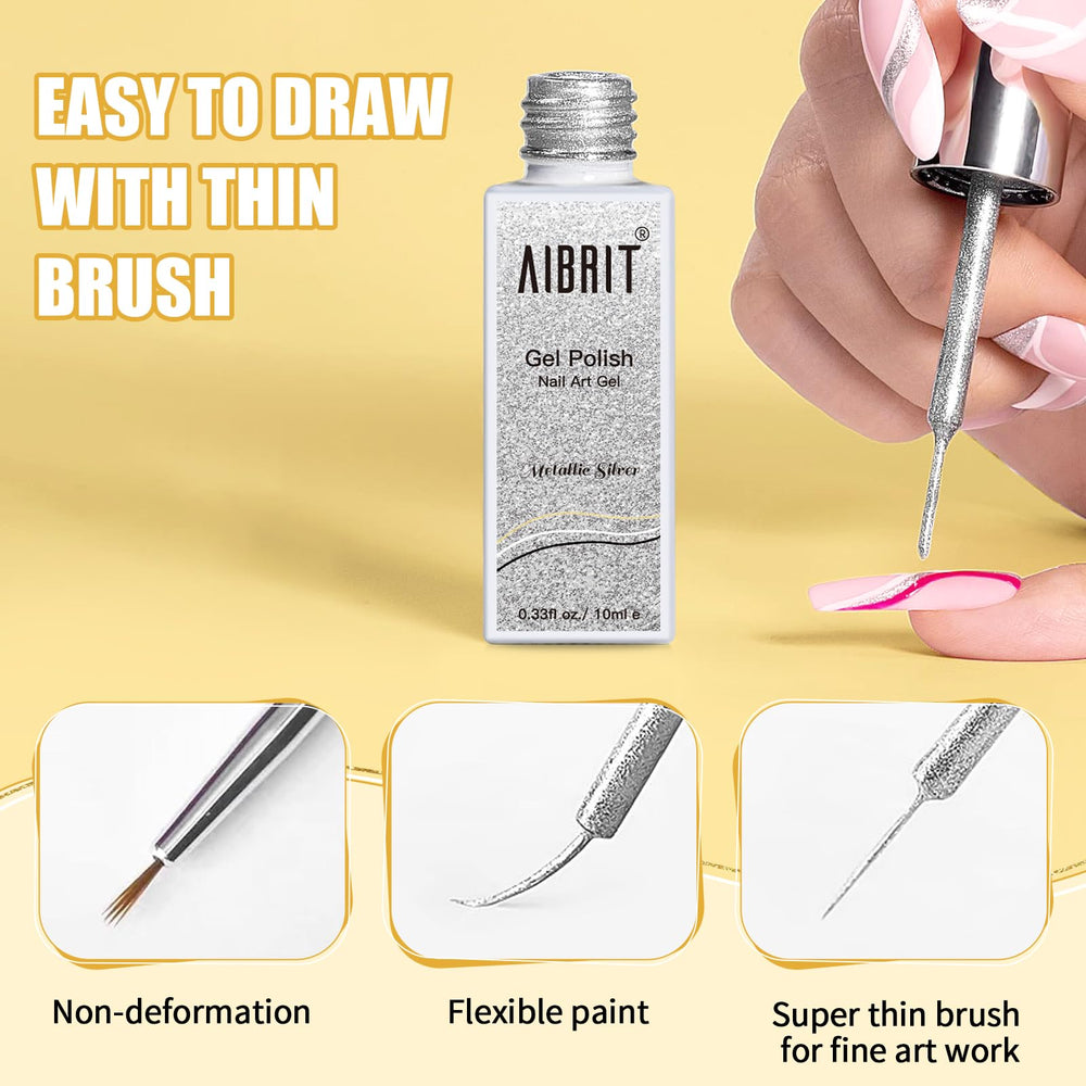 AIBRIT Gel Liner Art Set negro para delineados precisos en uñas