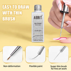 AIBRIT Gel Liner Art Set negro para delineados precisos en uñas