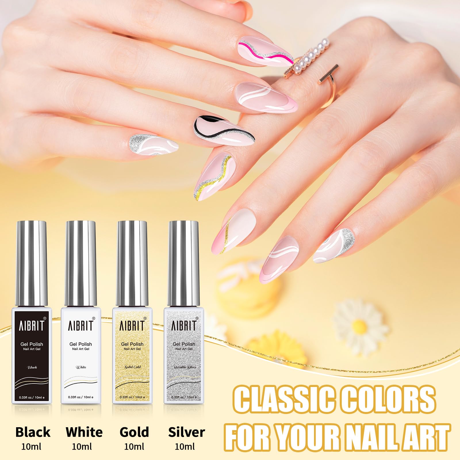 AIBRIT Gel Liner Art Set plata para acabado metalizado en uñas
