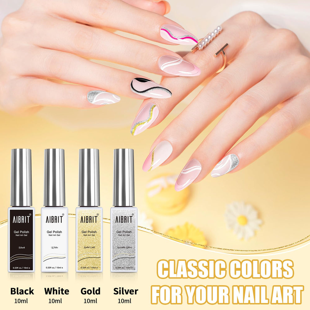 AIBRIT Gel Liner Art Set plata para acabado metalizado en uñas