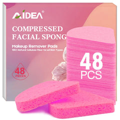 AIDEA pink compressed facial sponges pack for gentle cleansing on the go.