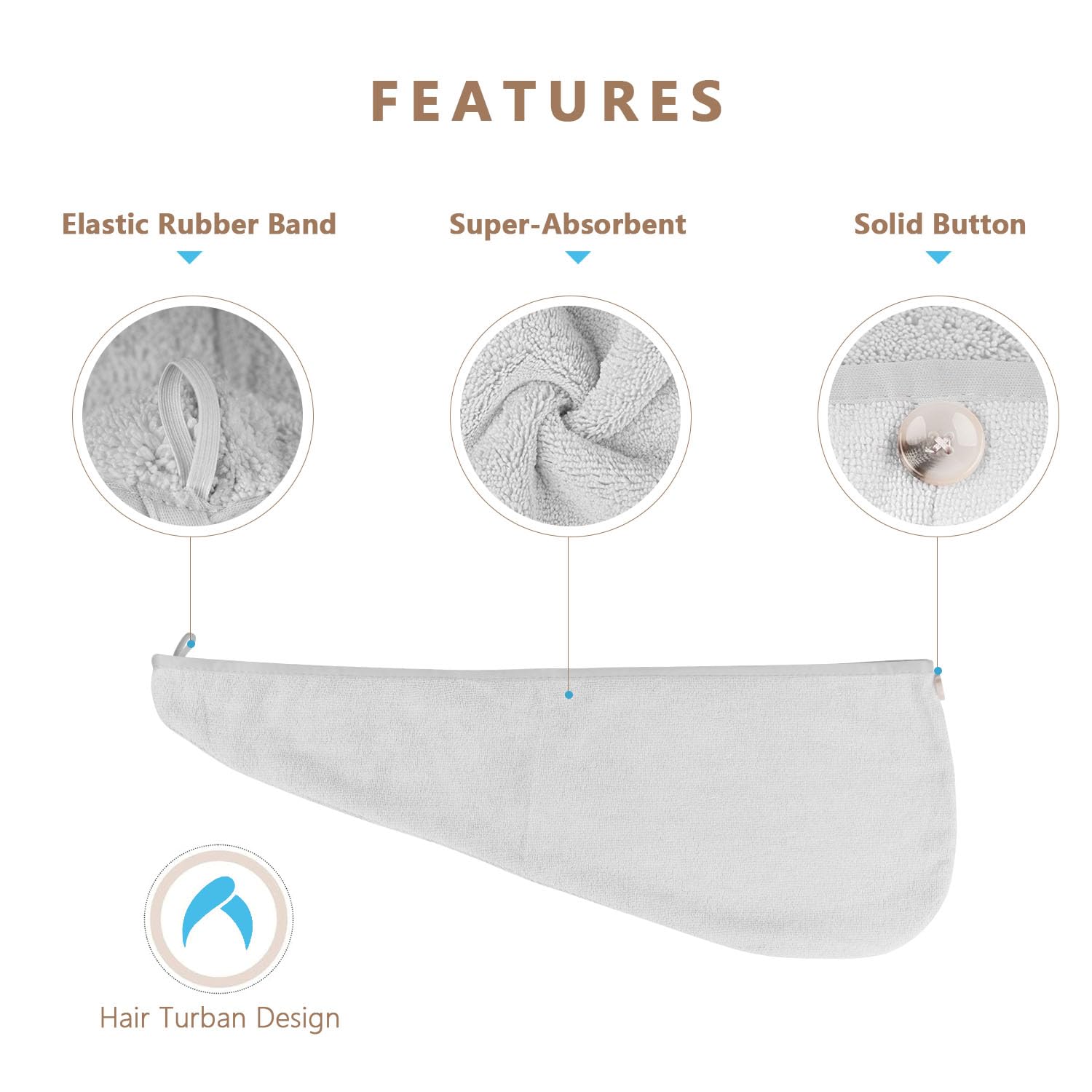 AIDEA 2-pack hair towel wrap on a dresser illustrating convenient storage and ready use.