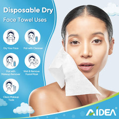 AIDEA toallas faciales desechables para maquillaje, sin pelusas.
