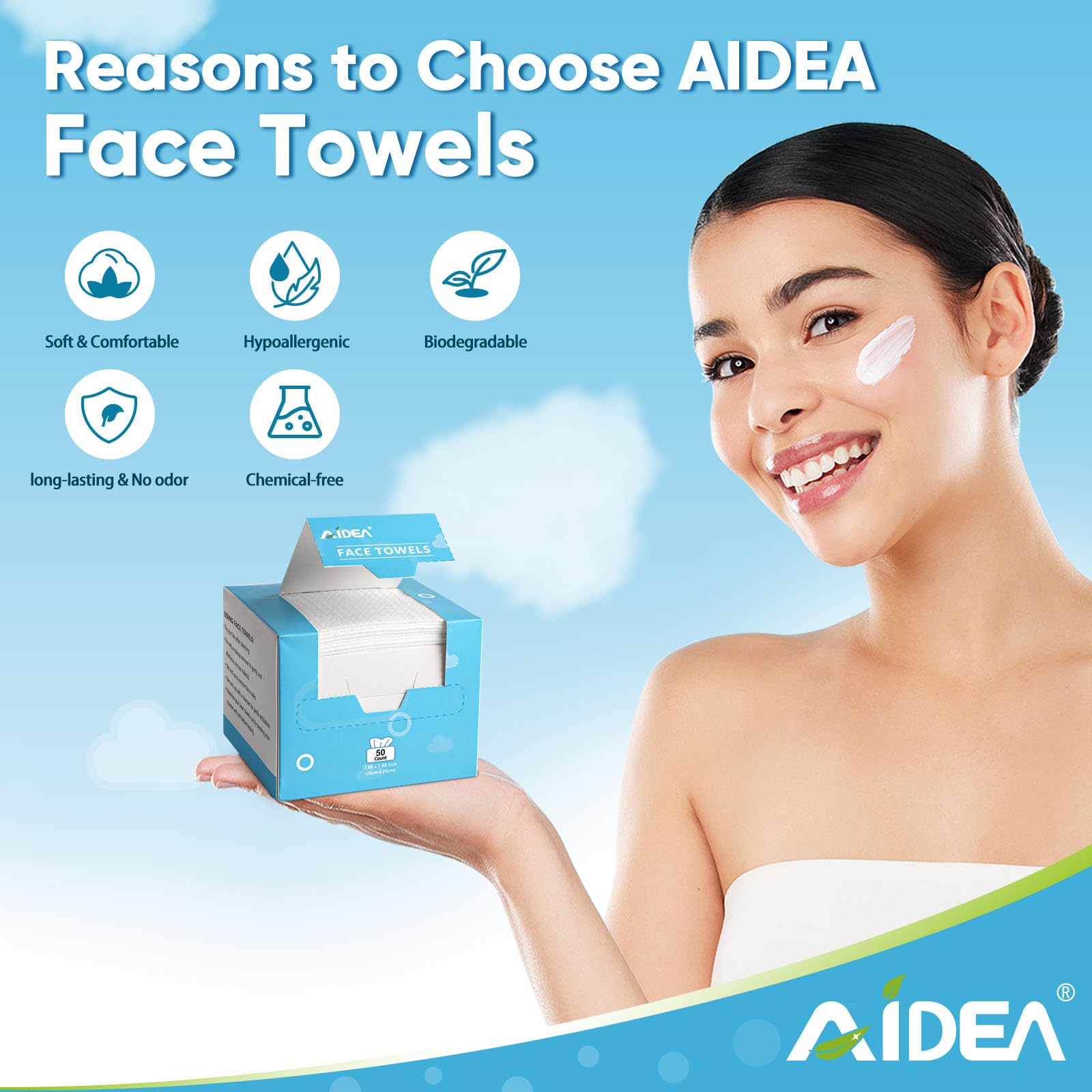 AIDEA toallas faciales portátiles, ideales para bolso y viaje.