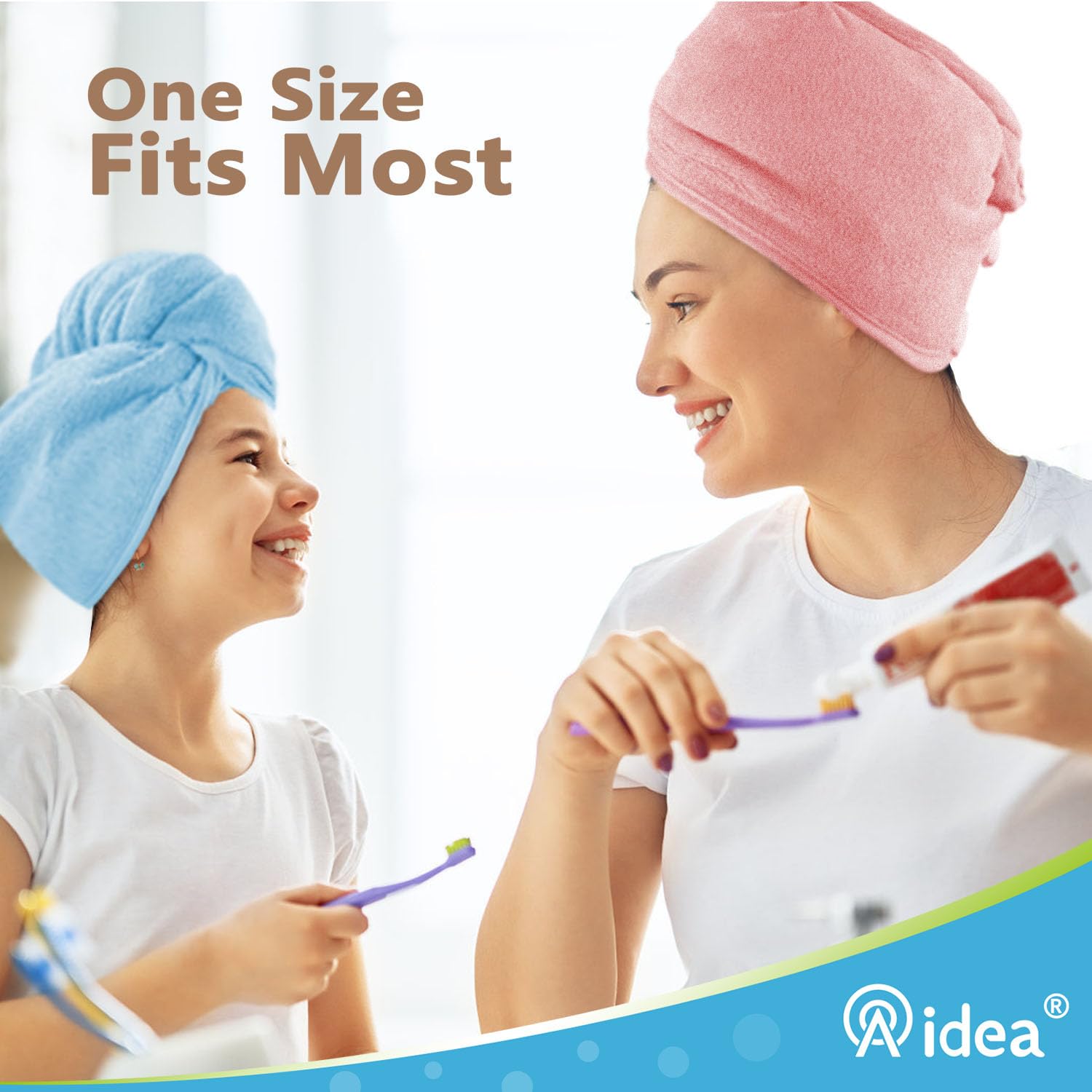 AIDEA paquete de cinco toallas turbante para toda la familia.