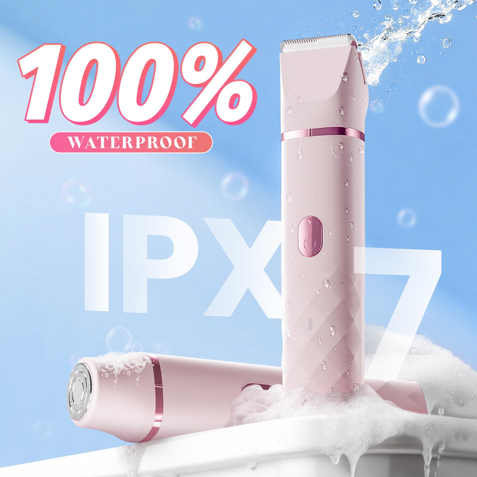 AIDIAM bikini trimmer IPX7 waterproof, for wet or dry use.