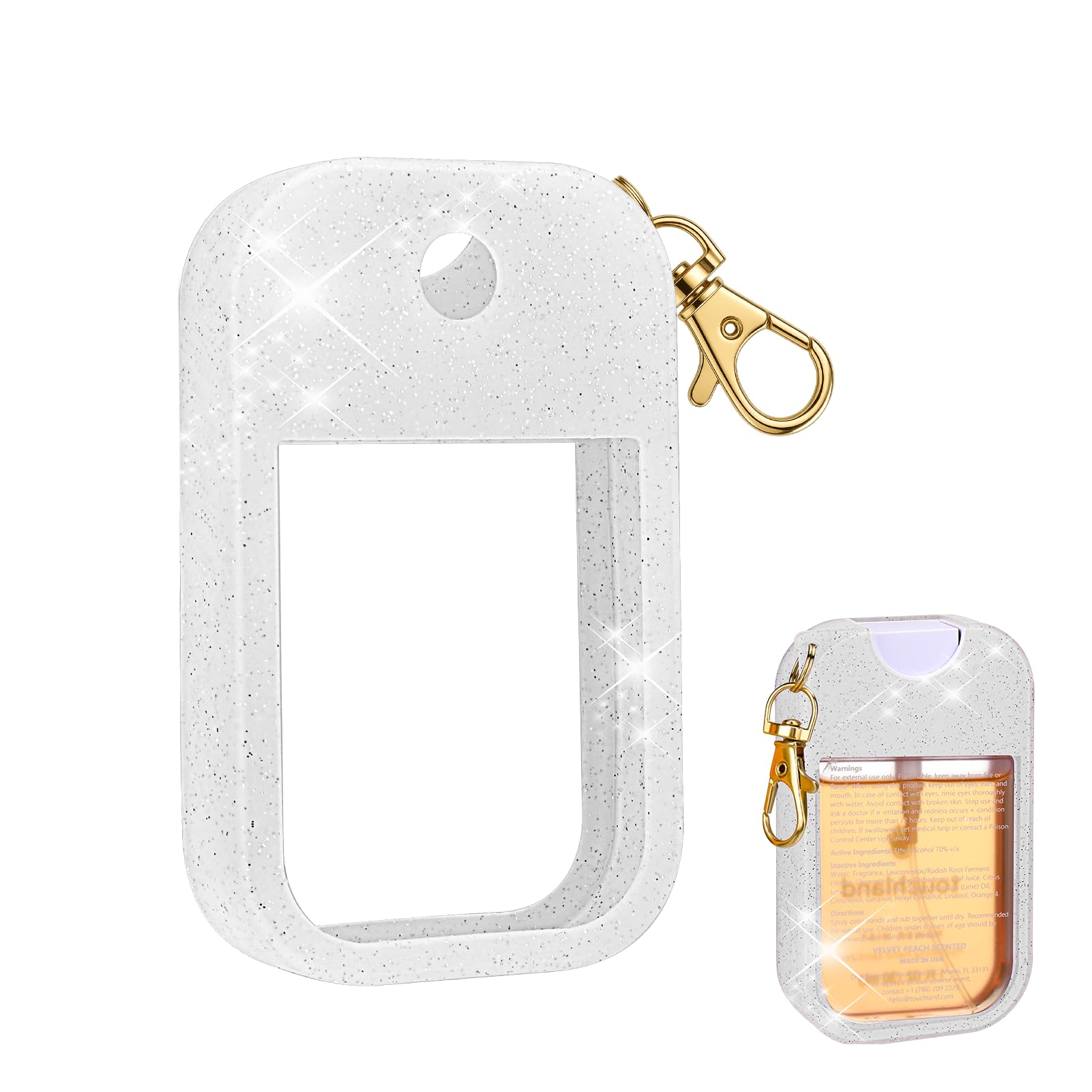 AIERSA glitter sequin white silicone case fits Touchland spray securely for travel