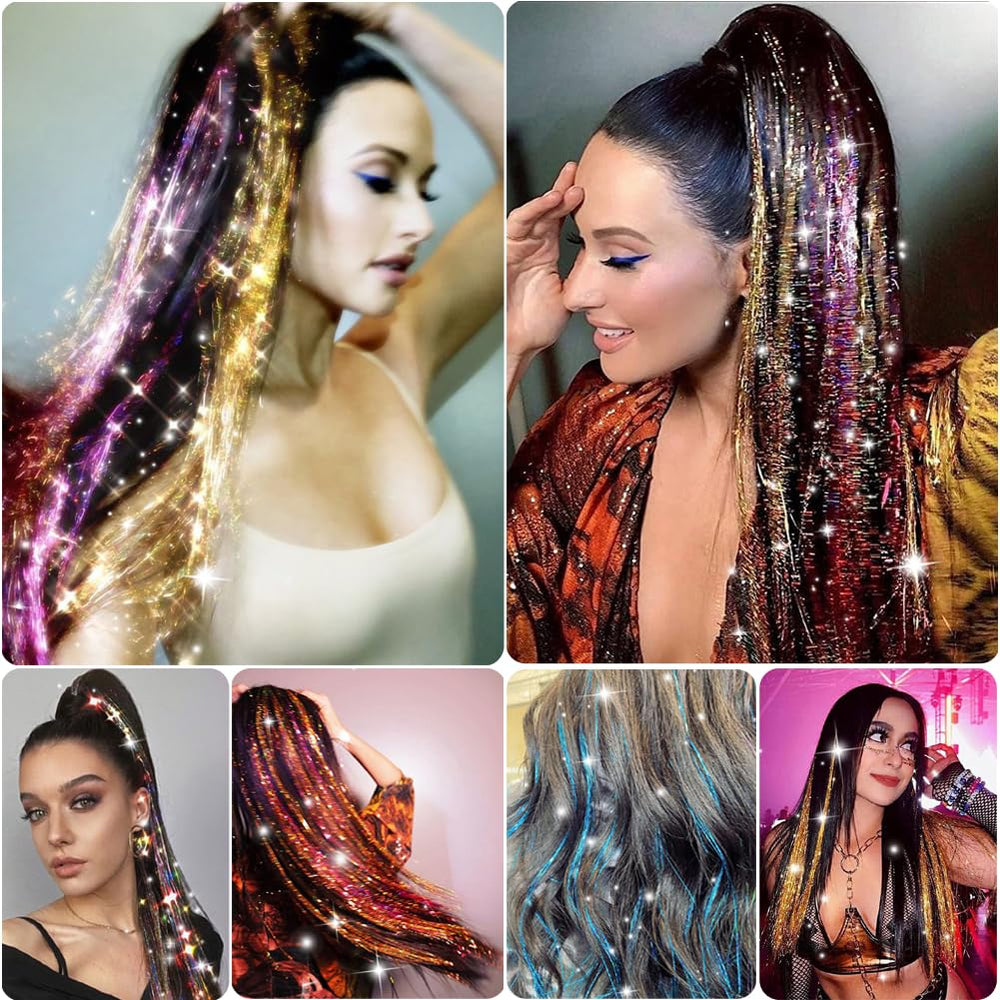 AIFIHIYI sparkling hair tinsel extensions for party-ready looks.