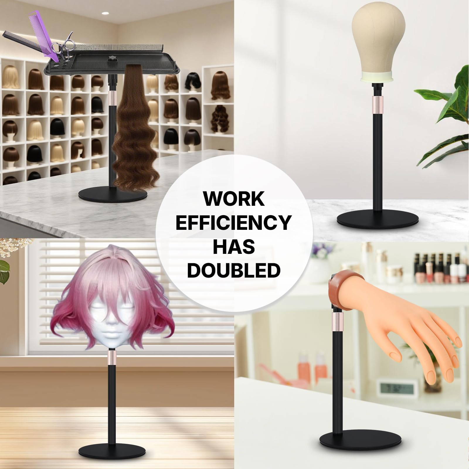 AIHOPESTO top tray securely holds wigs while you work.