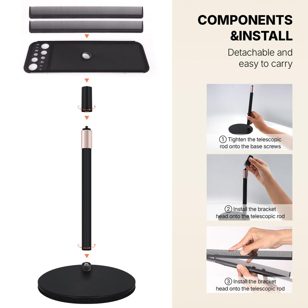 AIHOPESTO weighted metal base ensures stability during styling tasks.