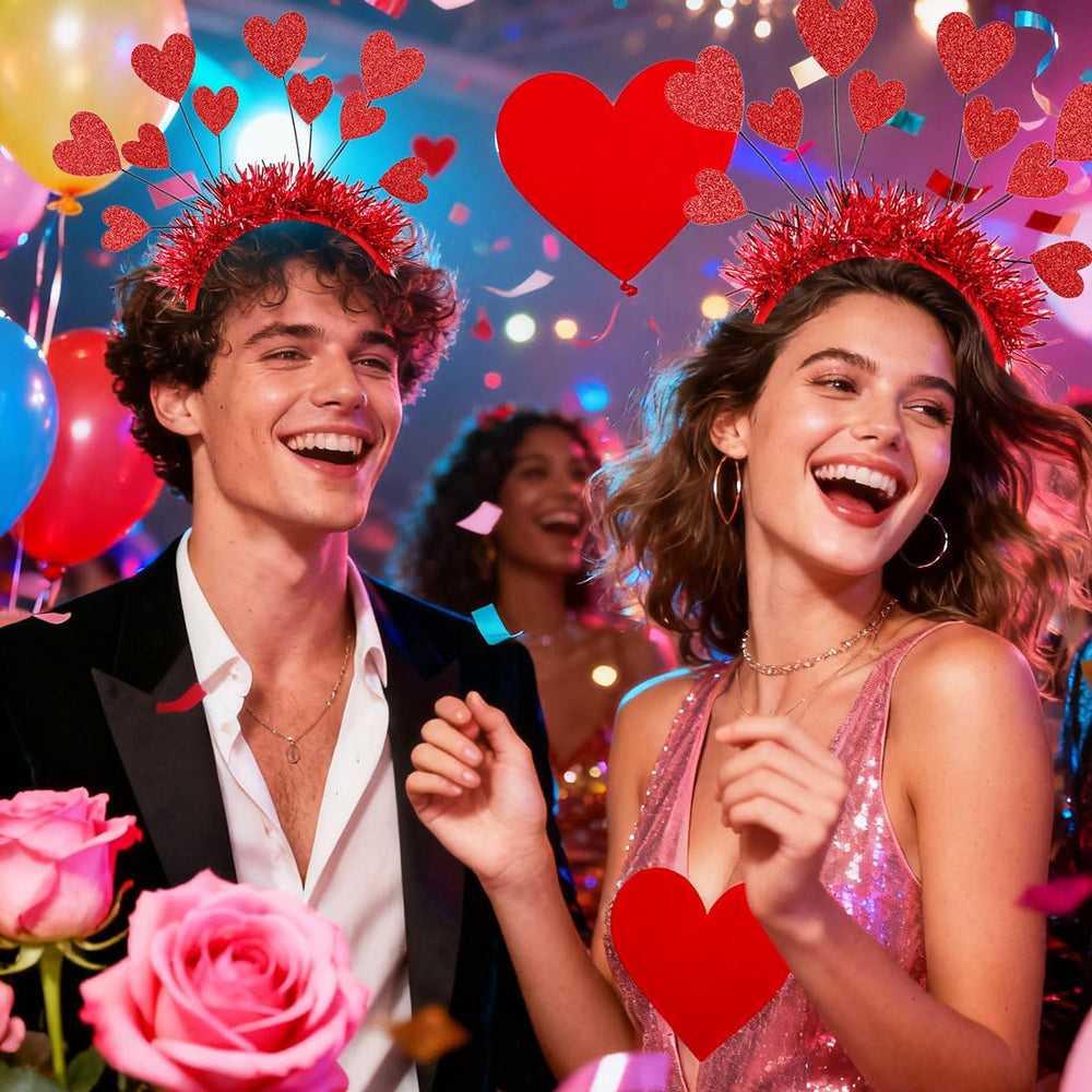 Diadema roja con lentejuelas de Aikitub, ideal para atuendos de San Valentín.