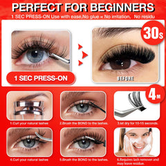 AILAISHI natural-base 10-12mm lash clusters blend with real lashes.