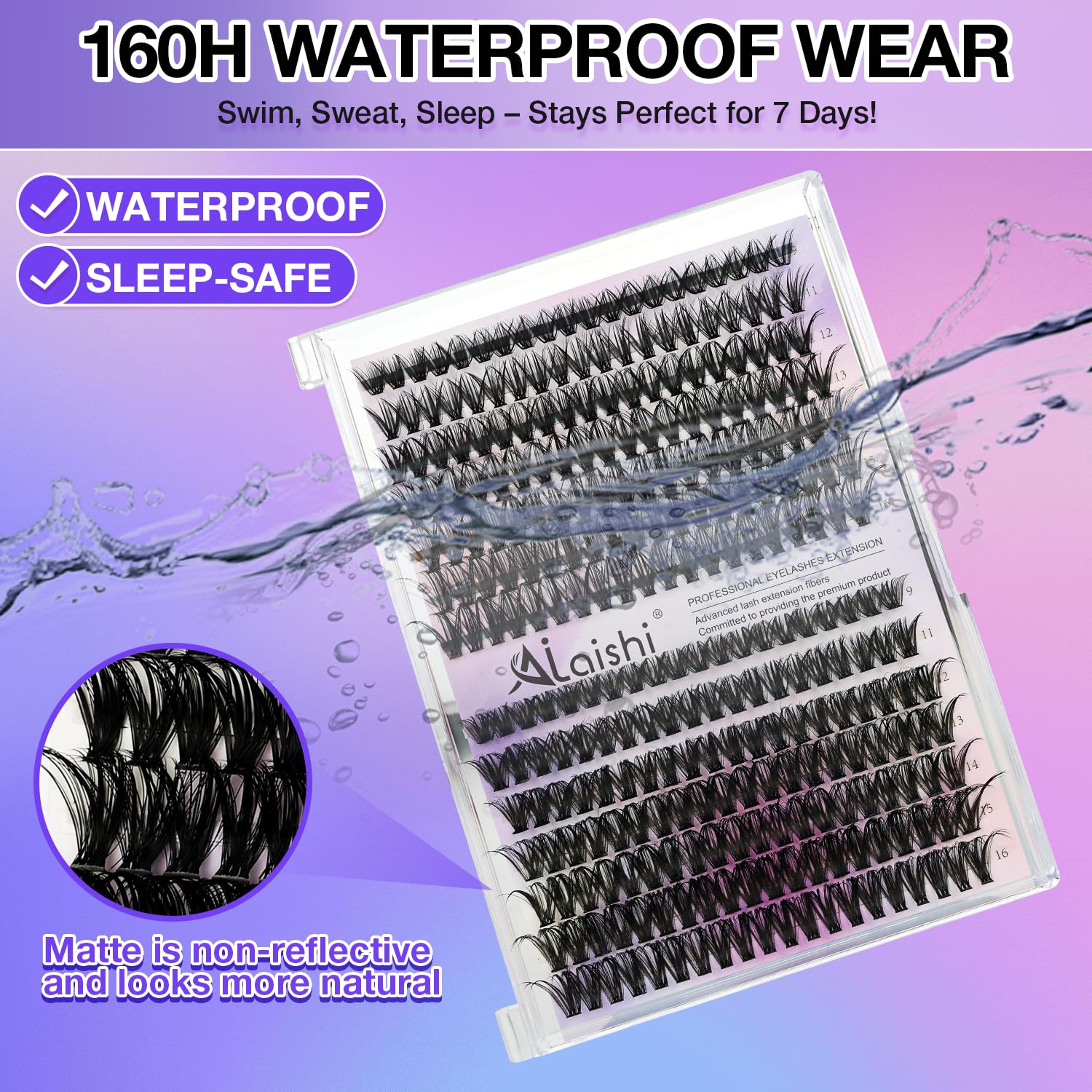 AILAISHI 9-12mm natural clusters for subtle daytime lashes