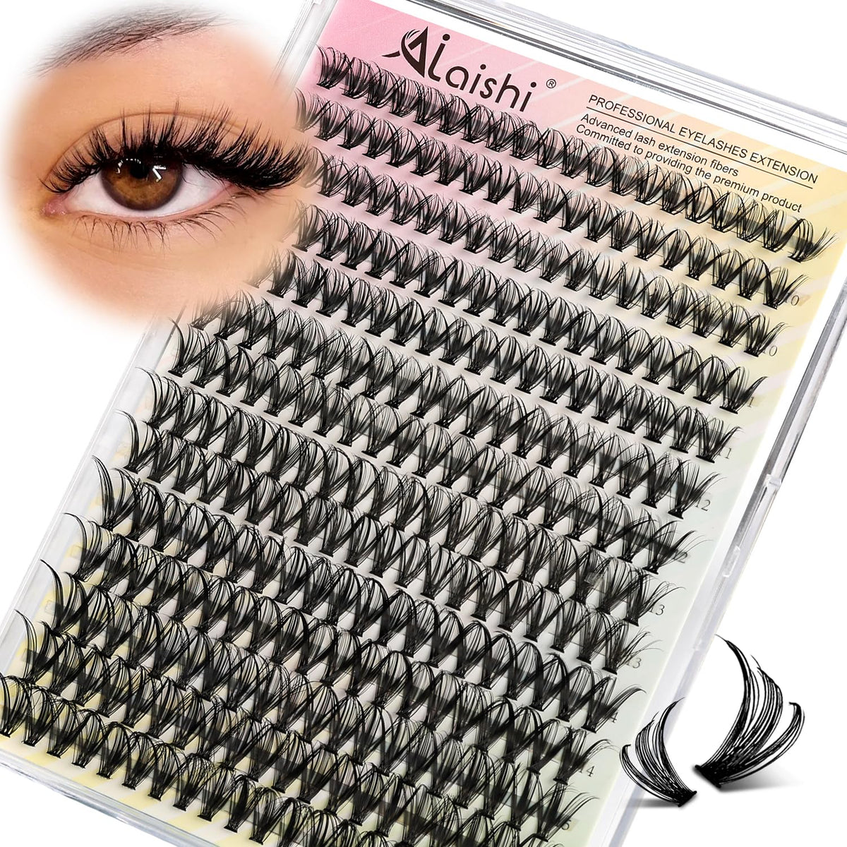 AILAISHI lash clusters box front for easy at-home extensions