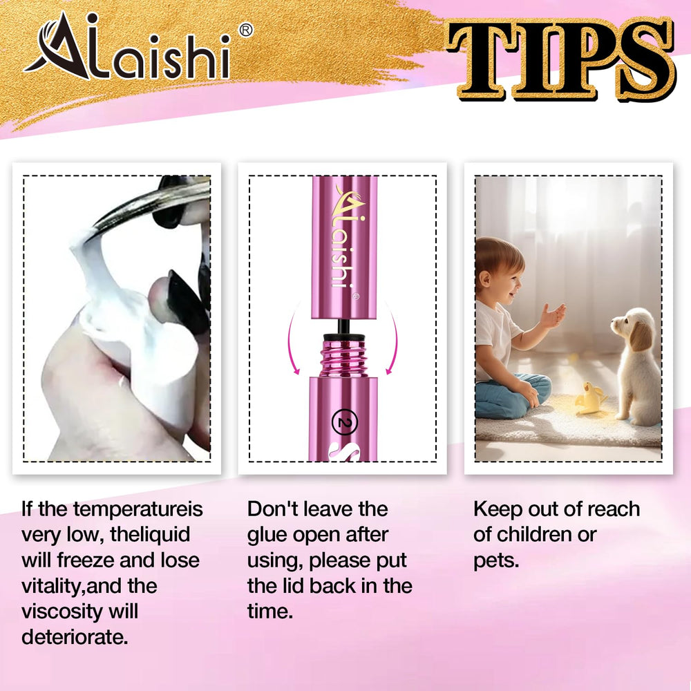 AILAISHI Lash Clusters Glue natural wispy look with reduced clumping for everyday wear.