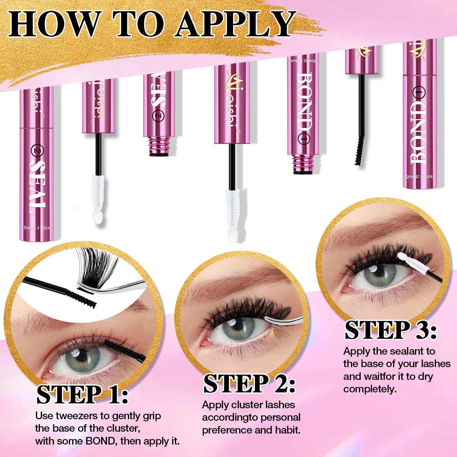 AILAISHI Lash Clusters Glue waterproof durability suitable for workouts and showers.
