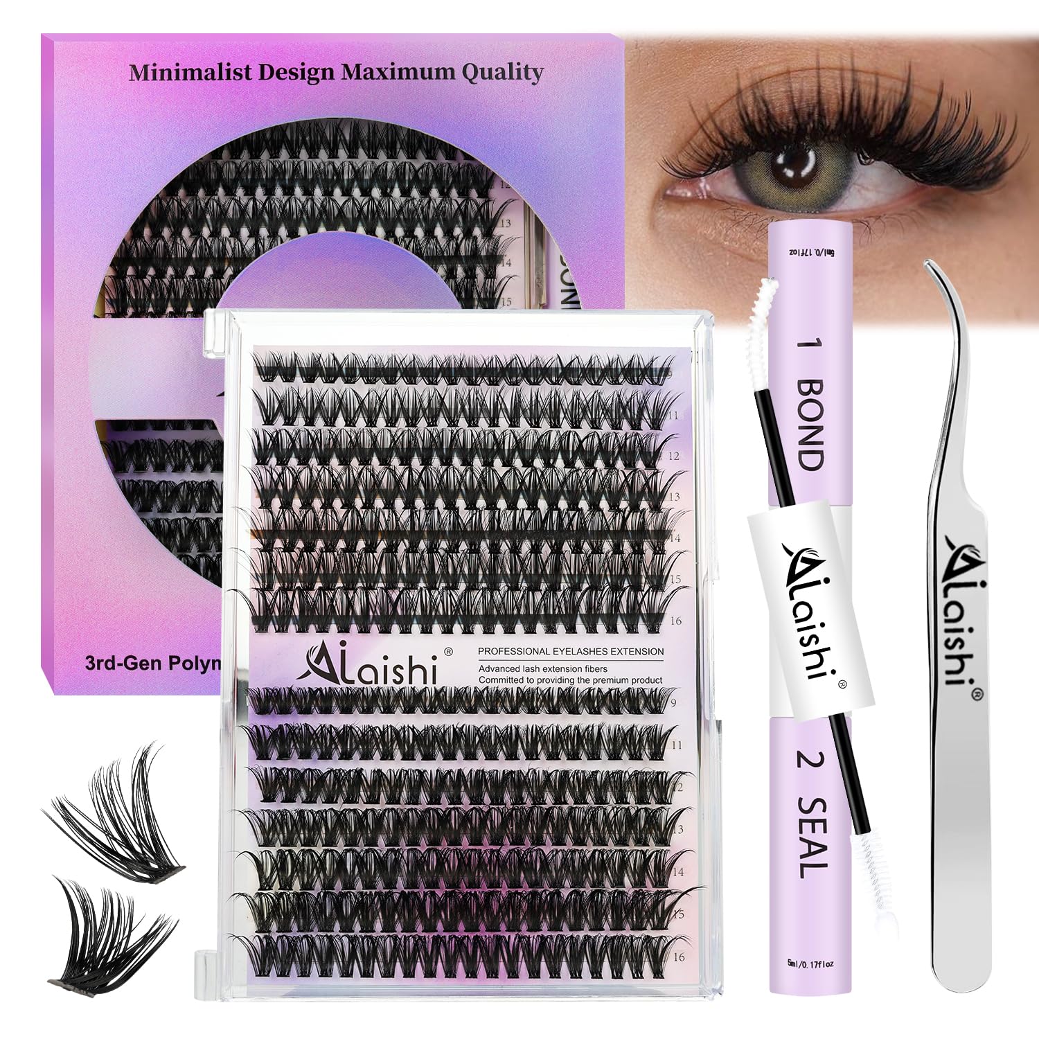 AILAISHI lash clusters kit box display for easy at-home lashes