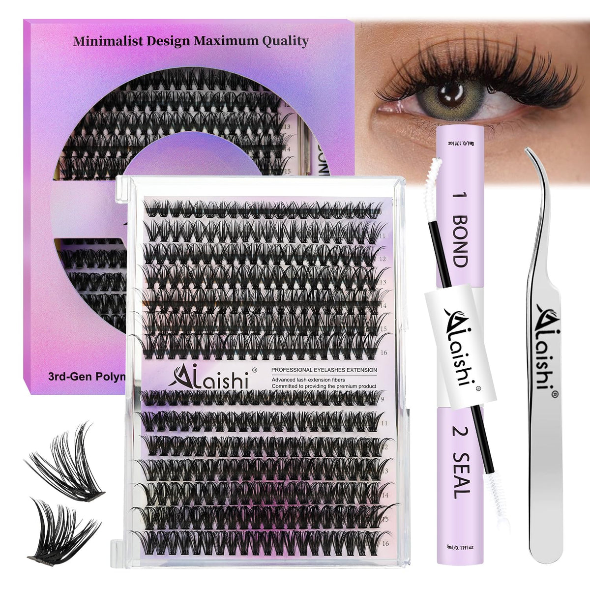 AILAISHI lash clusters kit box display for easy at-home lashes