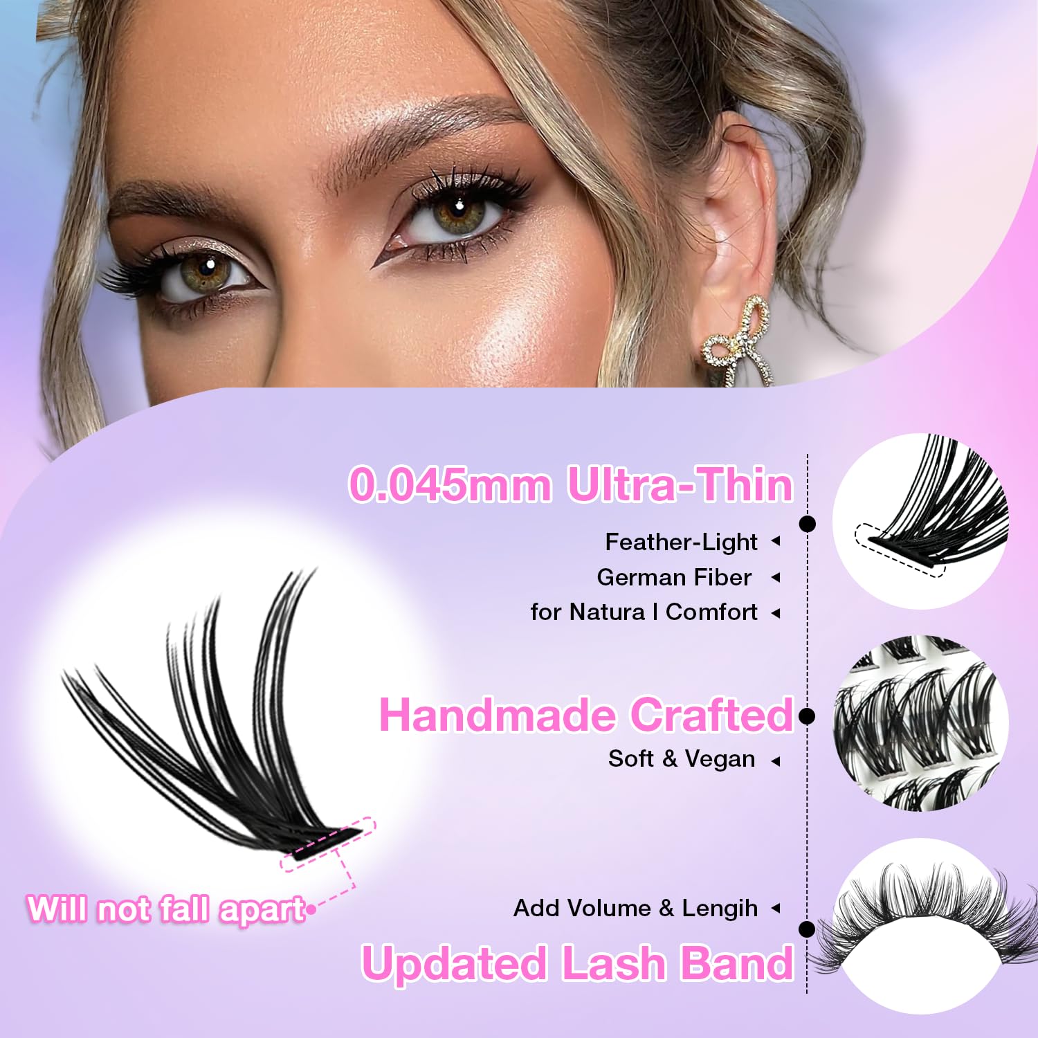AILAISHI waterproof lash clusters in action for long wear