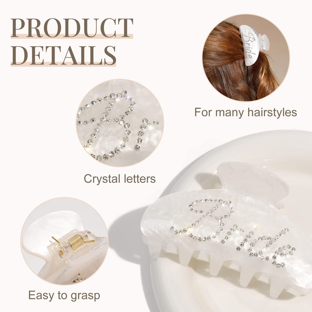 Aileam rhinestone bridal shell white hair clip adds subtle shine