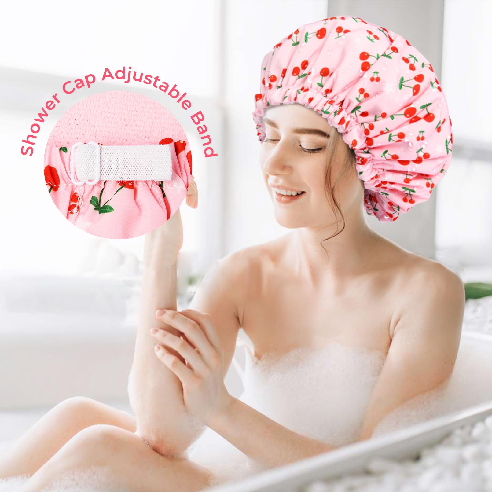 Diseño rosado del gorro Aileam, añade estilo a la ducha.
