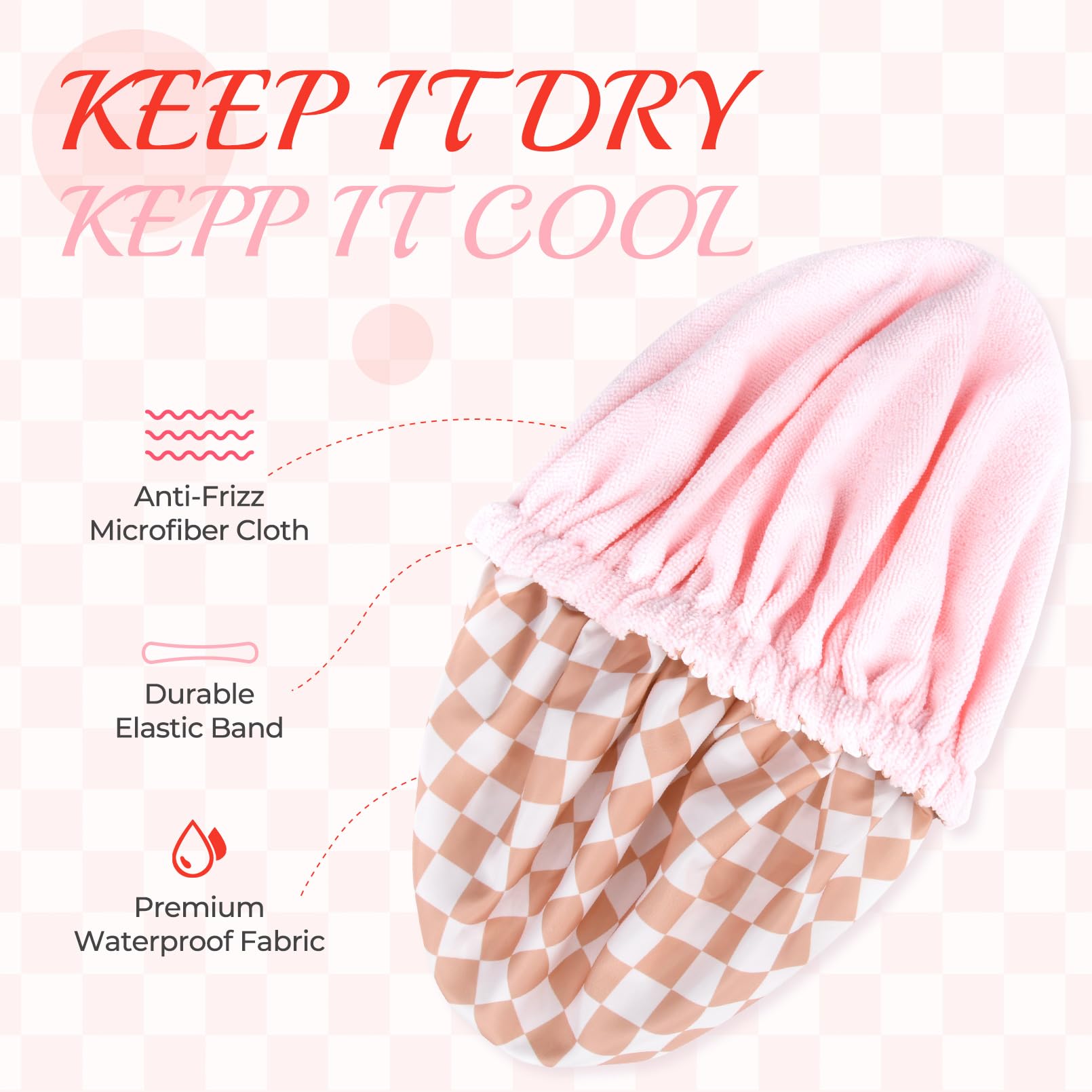 Gorro Aileam rosa a cuadros con banda para un estilo único.