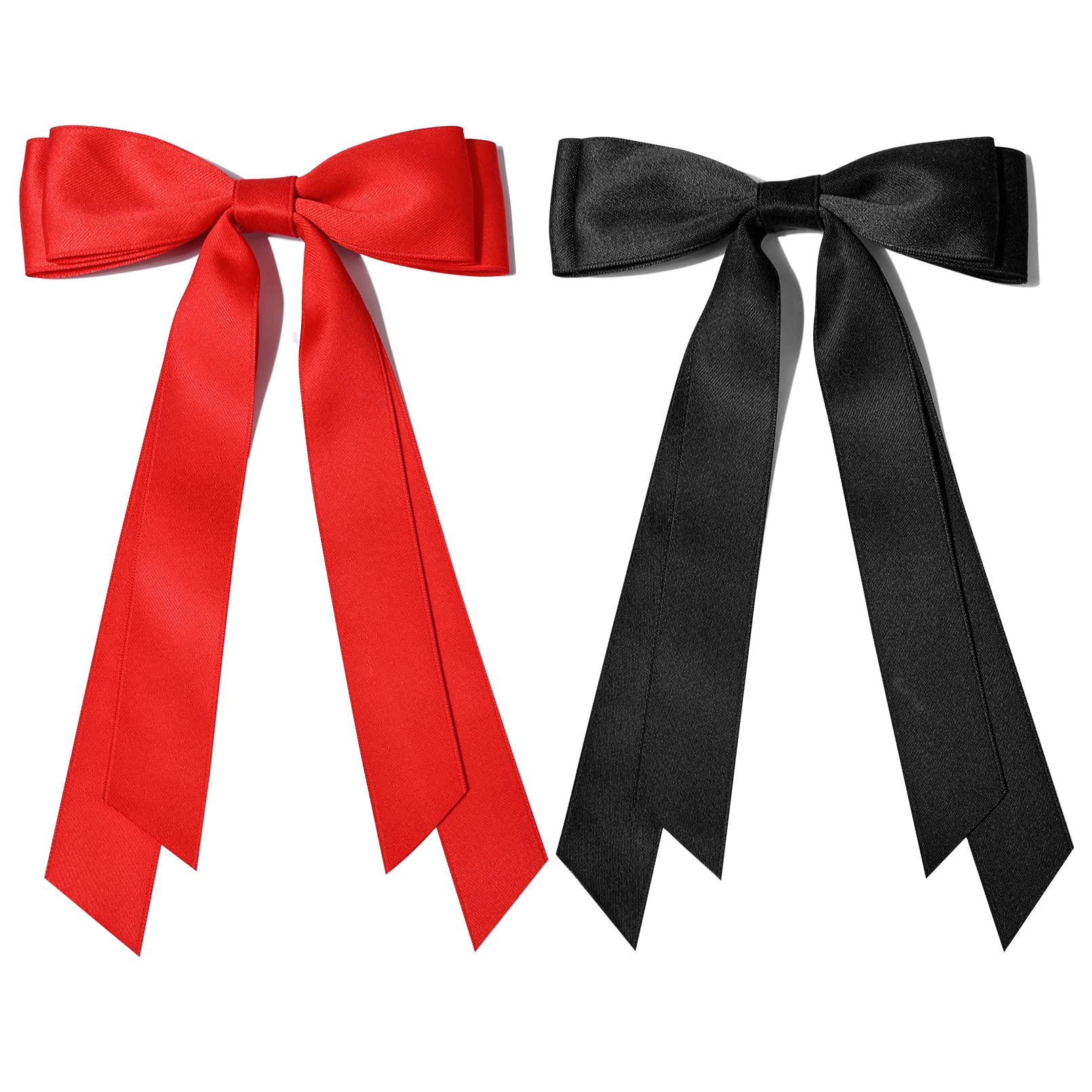 Aileam satin bows clipped to a ponytail for daily wear and charm.