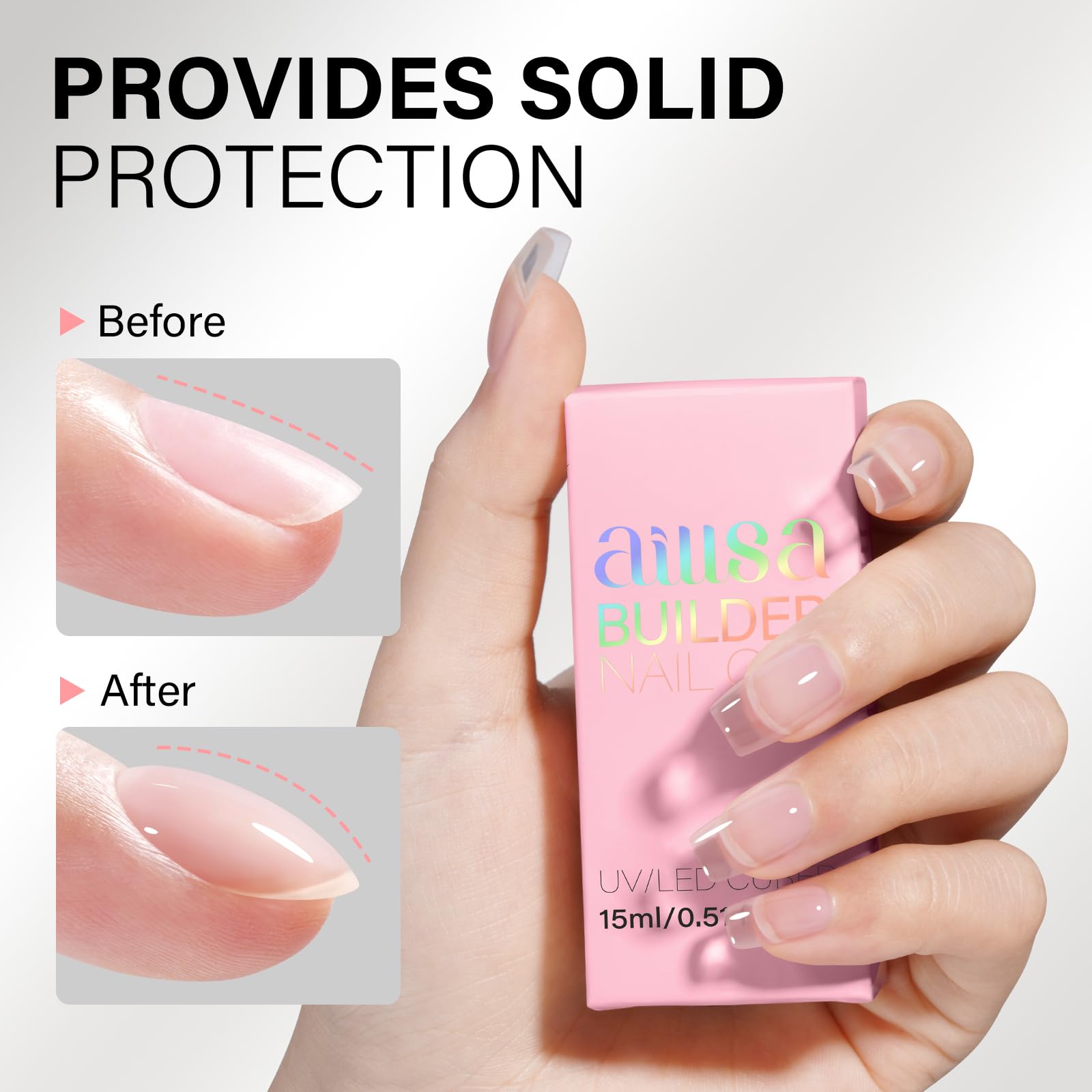 AILLSA gel builder claro ofrece aspecto natural con mayor durabilidad en uñas.