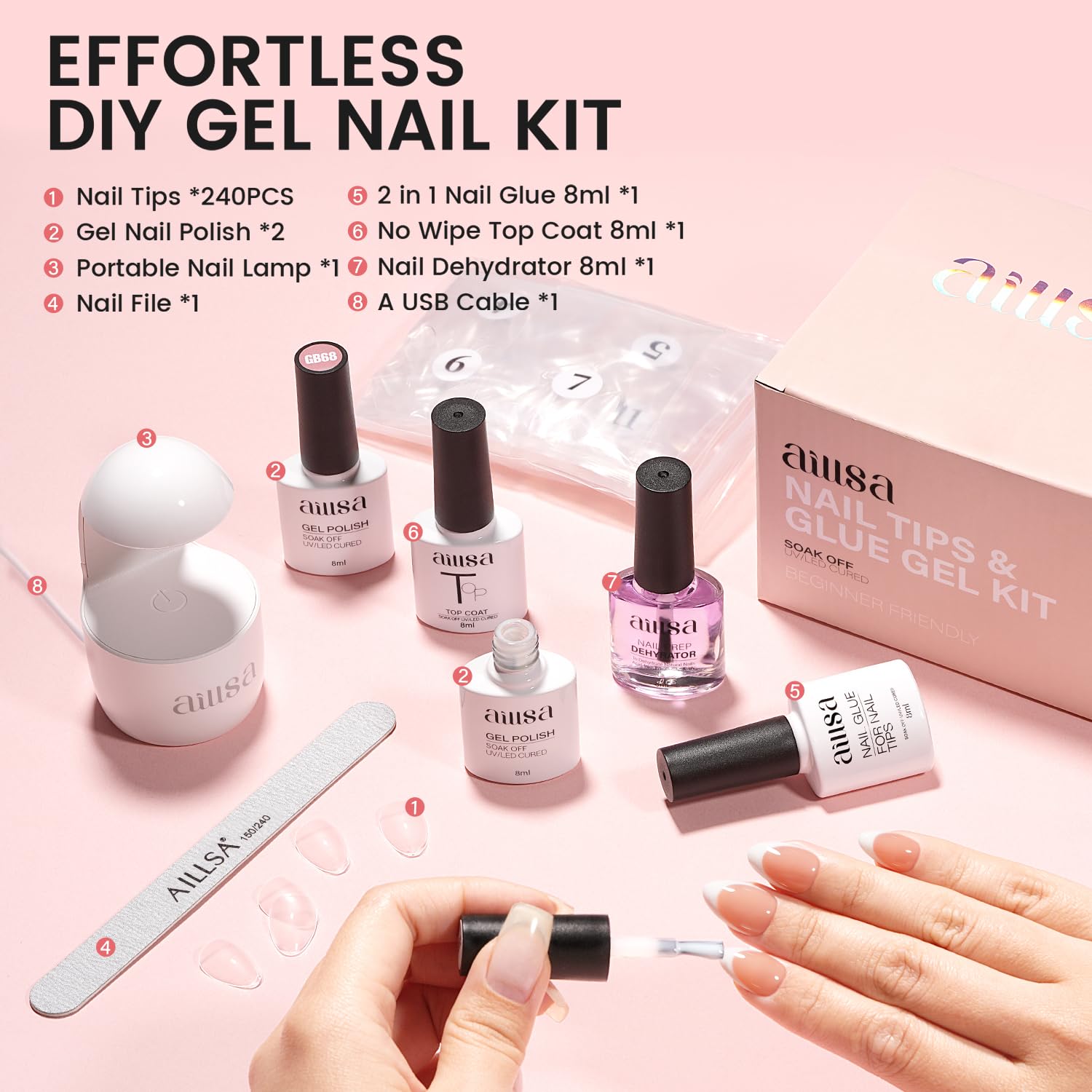 Esmalte jelly gel milky white AILLSA, tono neutro para look diario
