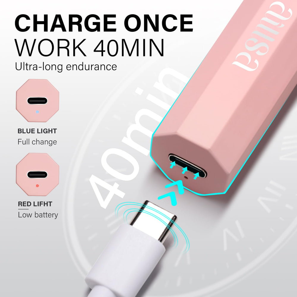 AILLSA portable pink nail lamp fits in a cosmetic bag for travel